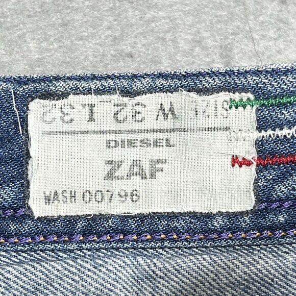 Diesel ZAF Distressed Wash Denim Jeans Button Fly Light Wash W32 L32 - Picture 11 of 15